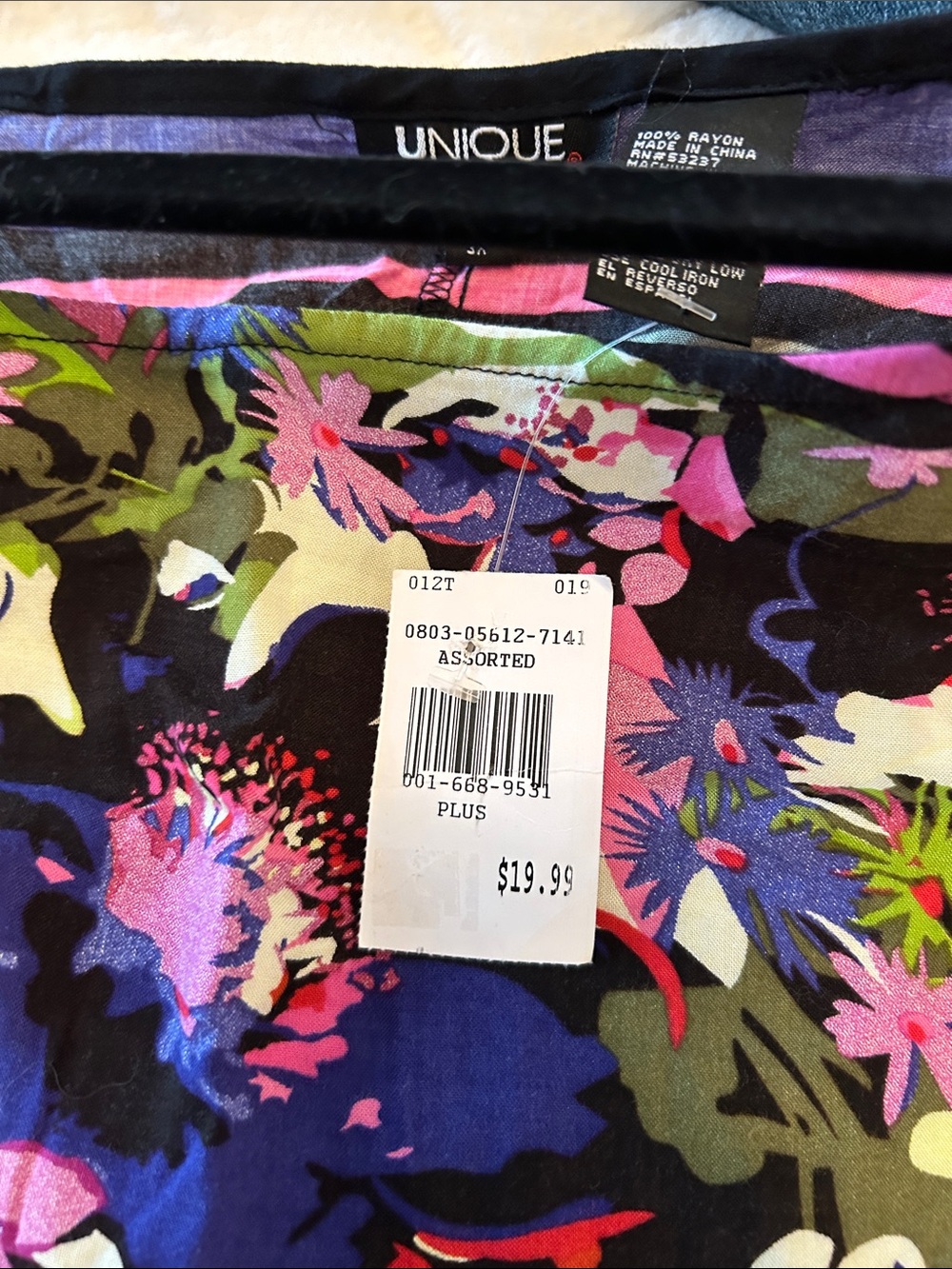 Unique Spectrum Olive, Pink & Blue Floral Tunic and metal belt 3X - Picture 8 of 8
